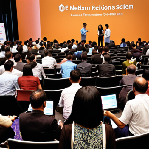 Home 19 **
A person confidently attending an IT conference in Kuala Lumpur, networking with other professionals, exchanging business cards, and listening to a speaker on stage discussing the latest trends in Data Science. The scene should depict a vibrant and engaging professional environment.
**
